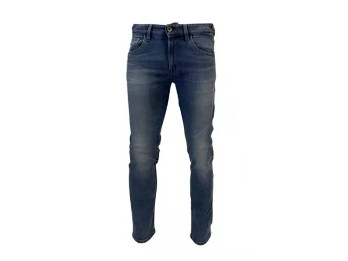 Rokkertech Tapered Slim incl. T-Shirt + Protektoren Jeans Kurz (Blau)