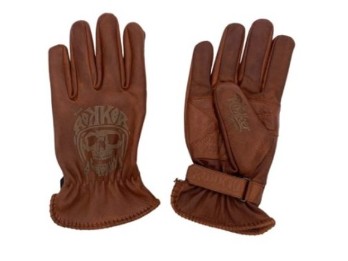 Tattoo Skull Motorradhandschuhe (Cognac)