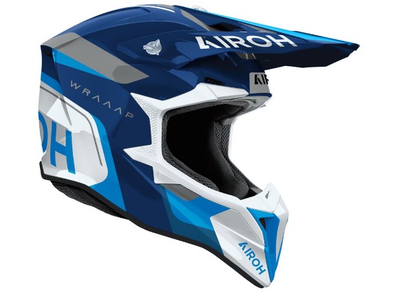 Airoh Wraaap Conquer Motocrosshelm (blau / weiß / schwarz)
