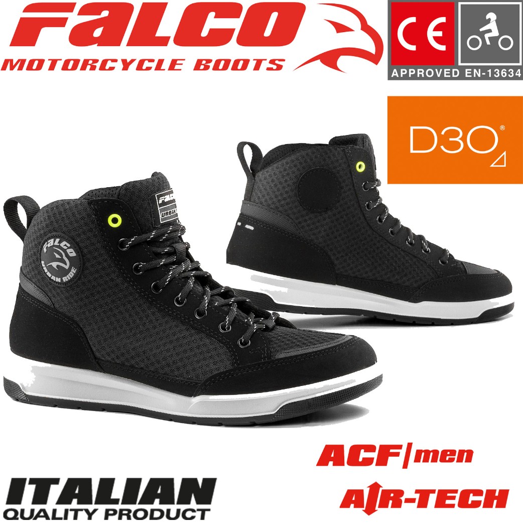 Motorradschuhe Airforce schwarz Sneaker Leder reflektierend leicht CE mit D3O Protektoren