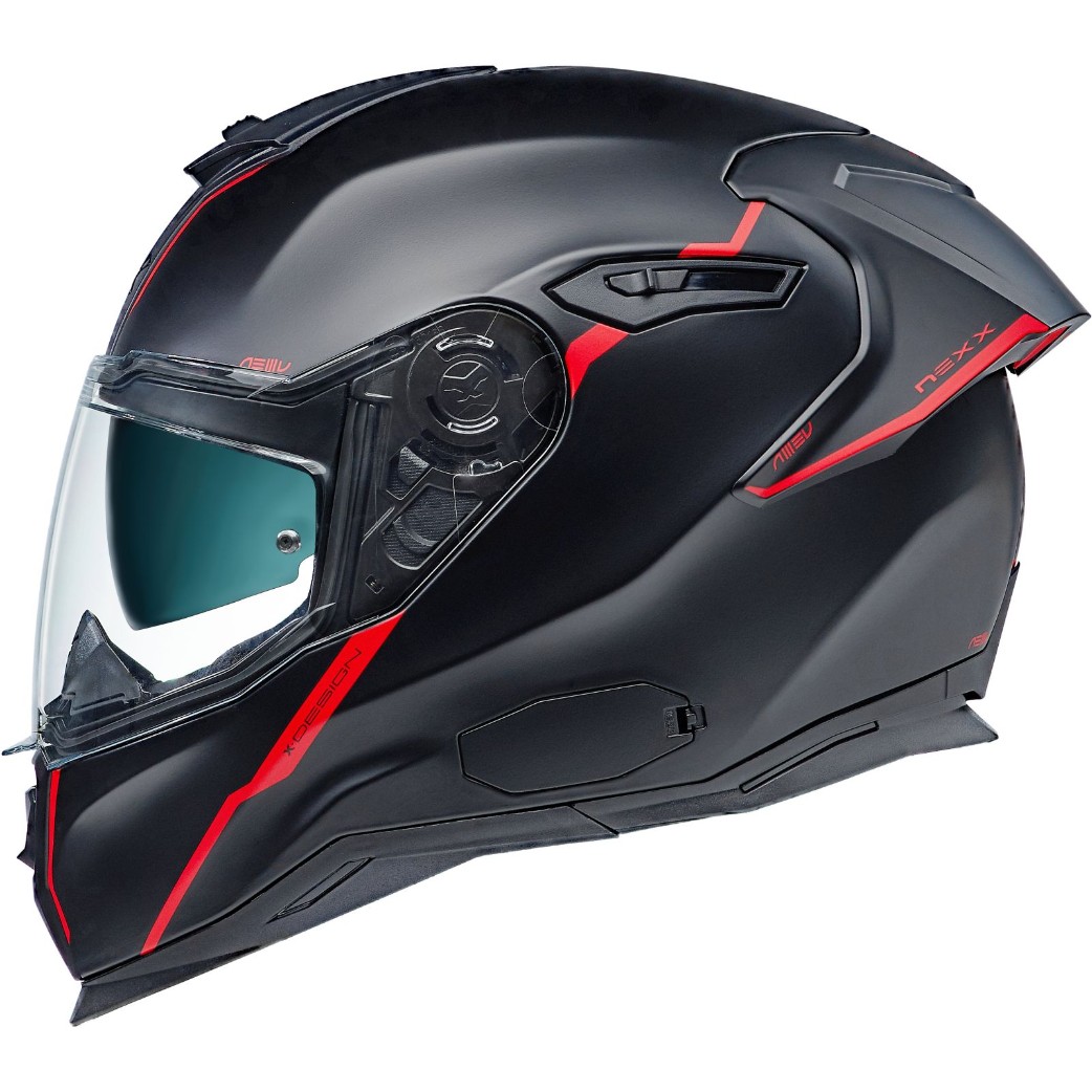 Sport-Integralhelm SX.100R Shortcut schwarz rot matt mit Panorama Sichtfeld und Sonnenblende