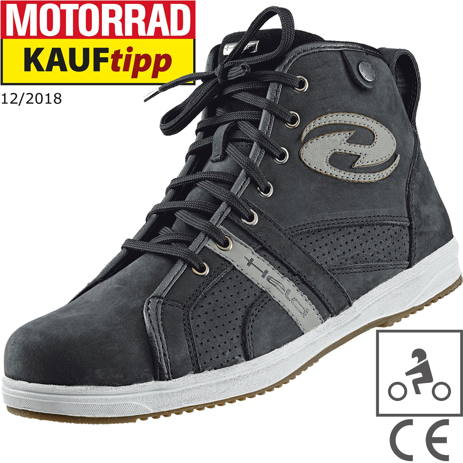 43 FALCO Motorrad Sneaker STARBOY 2 schwarz Leder elastisch CE Protektoren Gr