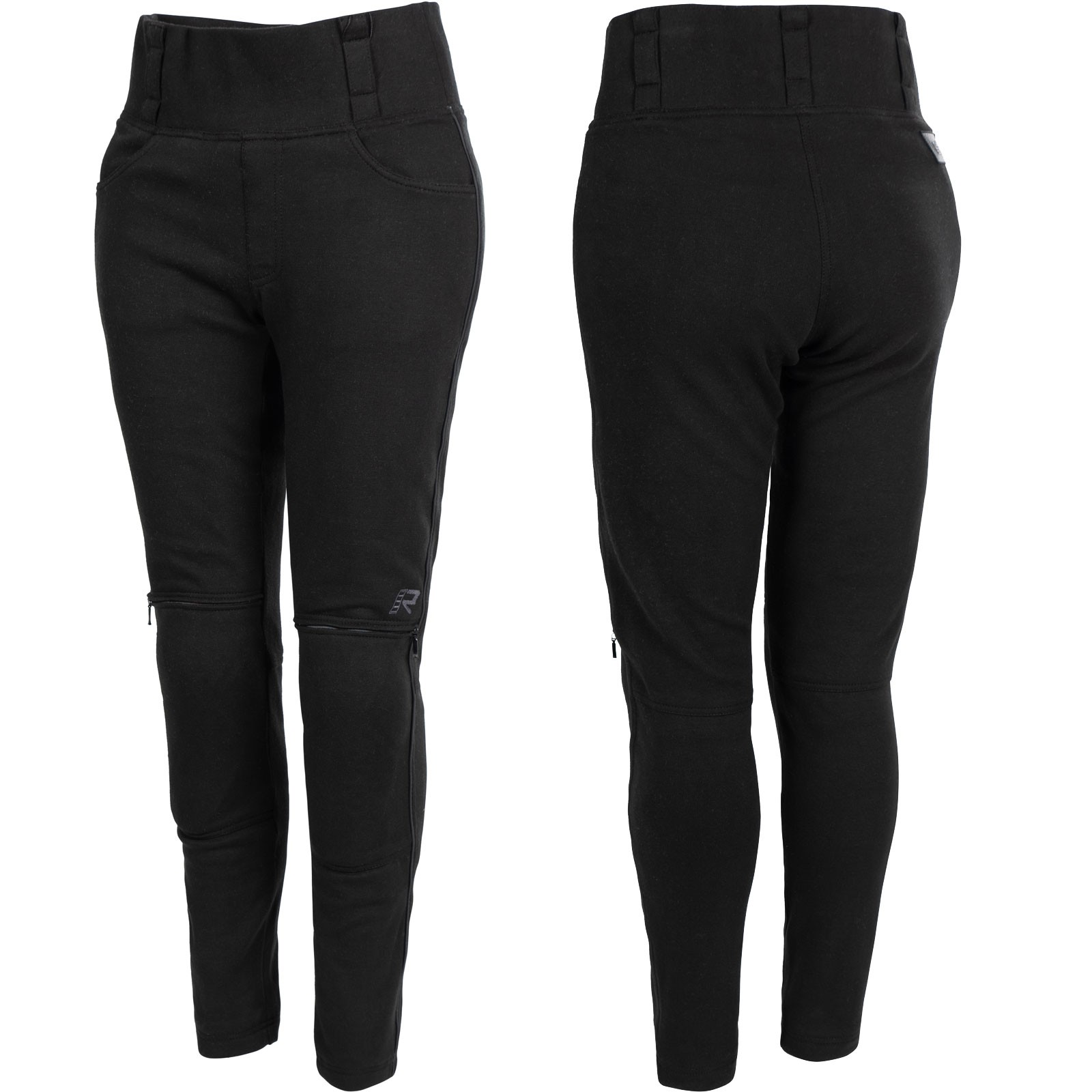 Motorrad-Leggings RIBBED KNEE schwarz für Damen CE AA Aramid