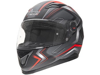 Integralhelm GM 320 schwarz matt rot mit großem Sichtfeld und ECE 22.05