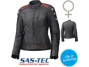 Damen Jacke Laxy Leder schwarz Clip-In-Technologie SAS-TEC Slim-Line Protektoren