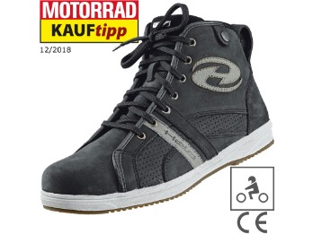 Motorradschuhe Aaron schwarz Leder Sneaker Reißverschluss mit Knöchelschutz CE
