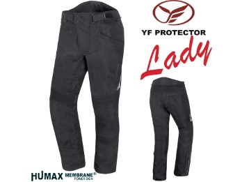 Textilhose Treviso Damen schwarz wasserdicht winddicht Humax mit YF-Protektoren
