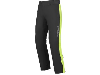 Hydroflex schwarz gelb Regenhose Motorrad atmungsaktiv wasserdicht elastisch mit langem Reißverschluss