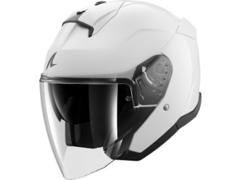 Skwal JET Blank Perlweiß Helm Motorrad Roller Jethelm ECE 22.06 mit Sonnenblende