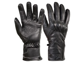 Damen Handschuhe Miss Pro schwarz CE lange Stulpe Stretch- und Ledereinsätze
