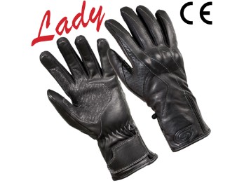 Damen Handschuhe Miss Pro schwarz CE lange Stulpe Stretch- und Ledereinsätze
