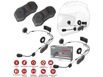 Headset 10R Doppelset ultraflach Bluetooth 4.1 4-Wege Intercom bis 900m