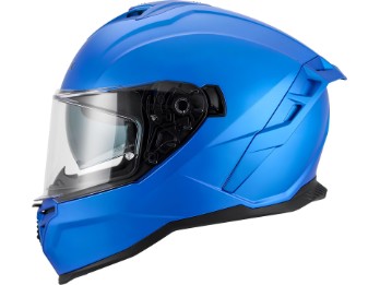 FI200 Solid metallic blau matt Integralhelm ECE 22.06 mit Sonnenblende und Quick-Release System