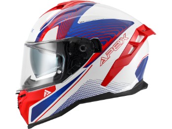 FI200 Madrid weiß rot blau Integralhelm ECE 22.06 mit Sonnenblende und Quick-Release System