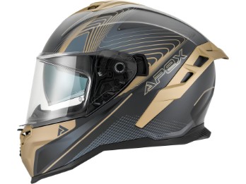 FI200 Madrid schwarz gold matt Integralhelm ECE 22.06 mit Sonnenblende und Quick-Release System