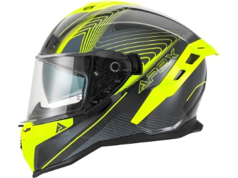 FI200 Madrid grau gelb Integralhelm ECE 22.06 mit Sonnenblende und Quick-Release System