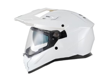 AI100 Solid weiß Adventure-Motorradhelm ECE 22.06 mit Pinlock und Sonnenblende