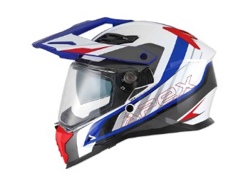 AI100 Mojave weiß rot blau Adventure-Motorradhelm ECE 22.06 mit Pinlock und Sonnenblende