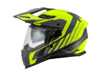 AI100 Mojave grau gelb Adventure-Motorradhelm ECE 22.06 mit Pinlock und Sonnenblende