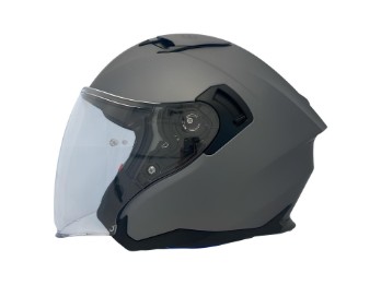 JI200 Solid titan Jethelm mit langem Visier und Sonnenblende ECE 22.06