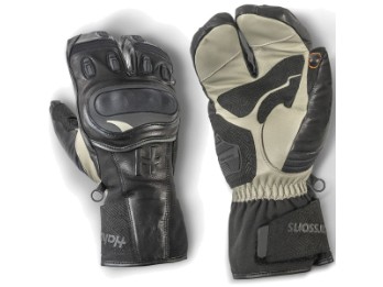 DUVED Motorradhandschuhe schwarz grau wasserdicht wärmeisoliert CE Drei-Finger-Handschuh Leder