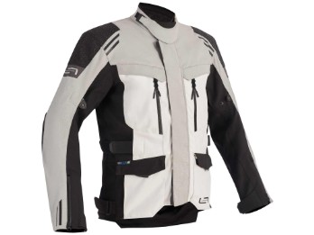 Storbo hellgrau schwarz Motorradjacke CE AA wasserdicht mit Thermoweste und Protektoren
