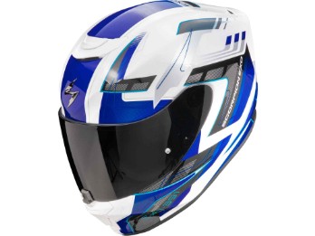 Integralhelm EXO-391 CAPTOR weiß blau mit Not-Entriegelungssystem und ECE 22.06