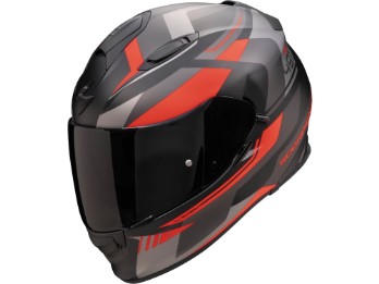 Integralhelm EXO-491 ABILIS matt schwarz silber rot ECE 22.06 mit Sonnenblende