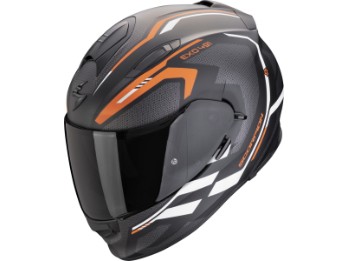 Integralhelm EXO-491 KRIPTA matt schwarz-orange-weiß ECE 22.06 mit Sonnenblende