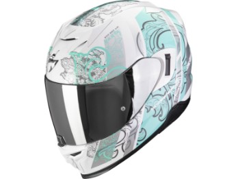 Integralhelm EXO-520 EVO AIR FASTA weiß-hellblau mit AirFit ECE 22.06 Sonnenblende und Max Vision Pinlock