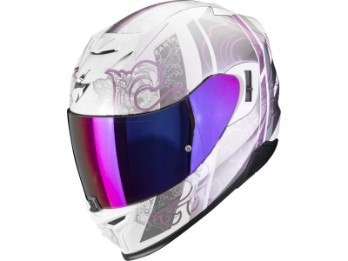 Integralhelm EXO-520 EVO AIR FASTA weiß-violett mit AirFit ECE 22.06 Sonnenblende und Max Vision Pinlock