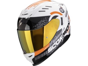Integralhelm EXO-520 EVO AIR TITAN weiß-orange mit AirFit ECE 22.06 Sonnenblende und Max Vision Pinlock
