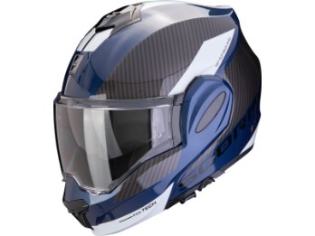 Klapphelm EXO-TECH EVO TEAM blau-schwarz-weiß 180 Grad Flip-Back Sonnenblende ECE 22.06 Pinlock