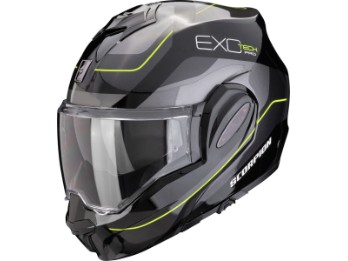 Exo-Tech Evo PRO COMMUTA schwarz-silber-gelb Über-Klapphelm ECE 22.06 mit Sonnenblende P/J Pinlock inklusive 2 Visiere