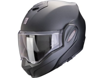 Exo-Tech Evo PRO SOLID perlmutt schwarz matt Über-Klapphelm ECE 22.06 mit Sonnenblende P/J Pinlock inklusive 2 Visiere