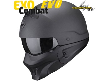 Jethelm EXO-Combat EVO GRAPHIT Dark Grey Street-Fight getönte Sonnenblende Helmmaske