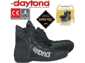 Gore-Tex Motorradstiefel AC DRY GTX schwarz Leder mit beidseitigem Knöchelschutz