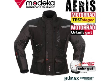 Motorradjacke Aeris schwarz wasserdicht Humax Thermofutter mit Protektoren