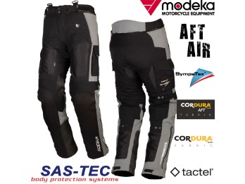 Motorradhose AFT Air grau schwarz mit Cordura Sympatex Mesh SAS-TEC Protektoren