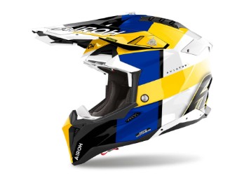 Aviator 3 Monarch weiß blau schwarz gelb Crosshelm ECE 22.06 Carbon leicht mit Action-Cam Unterstützung
