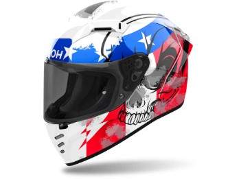 Connor Nation weiß blau rot Integralhelm ECE 22.06 mit Ultra-Wide Visier
