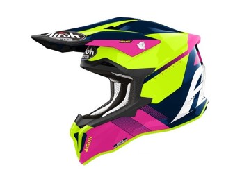 Strycker Blazer blau pink ECE 22.06 Crosshelm Carbon leicht AMS Multi-Action Safety-System Doppel-D-Verschluss