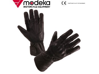 Motorradhandschuhe Aras Dry schwarz wasserdicht Hipora CE Leder 