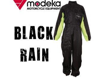 Regenkombi Black Rain schwarz neongelb Motorrad Regen mit Diagonalreißverschluss