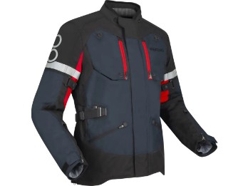 Halifax-EN 17353 schwarz anthrazit rot Motorradjacke CE wasserdicht Protektoren