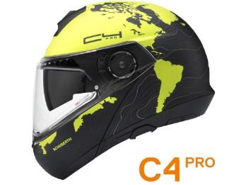 Klapphelm C4 Pro Magnitudo Yellow World Design mit Sonnenblende und Pinlock 120