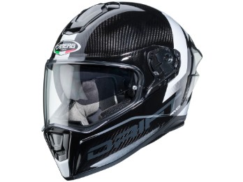 Integralhelm DRIFT EVO CARBON SONIC schwarz weiss mit Sonnenblende und Max Vision Pinlock