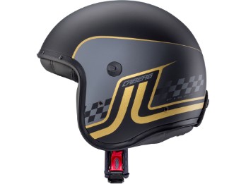 Jethelm FREERIDE Trophy schwarz matt gold grau Motorradhelm inklusive gratis Visier klar