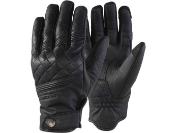 Celino schwarz Motorradhandschuhe CE Retro-Look Leder Stretch
