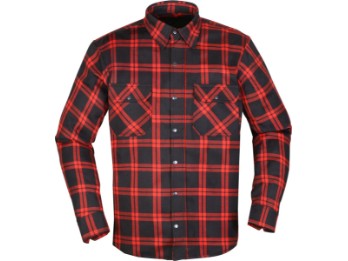 Colden schwarz rot Motorradjacke Shirt CE AA Baumwolle Aramid mit Protektoren Holzfällerhemd